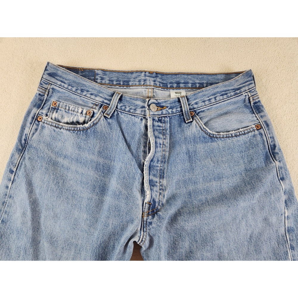 VTG Men's Levis 501 Buttonfly Blue Jeans Tag Size 36x30 Distressed - Picture 3 of 11